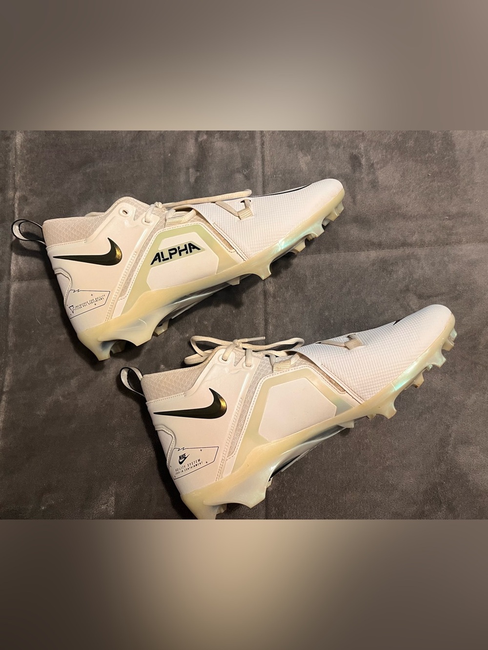 Nike Alpha Menace Pro 3 Football Cleats White Black Mens Size 14 - Picture 3 of 8
